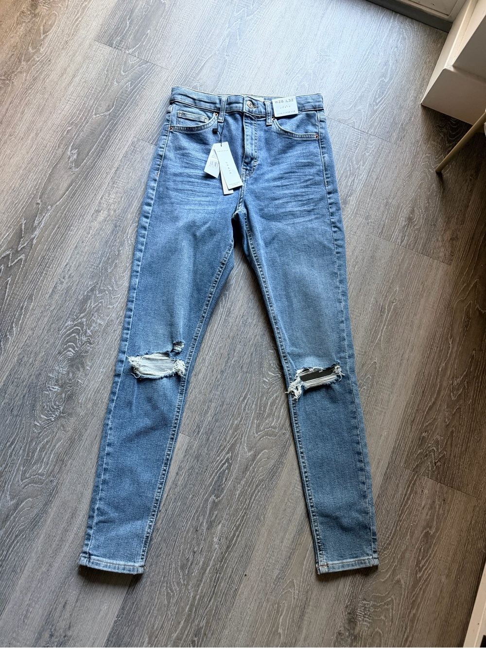 NWT Topshop Jamie Distressed Ripped Skinny Jeans W28 L32 US 6